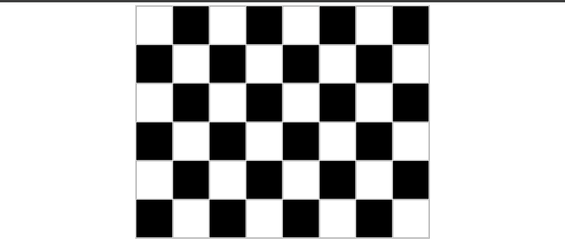 CSS-styled chess board